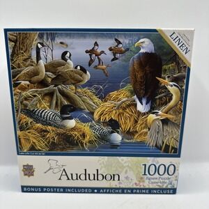 Audubon 1000 Pc Lake Life Master Pieces 51907 Used.  With Poster